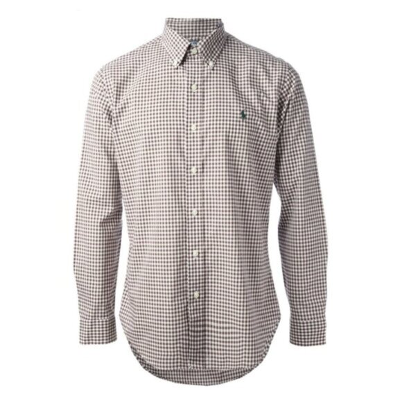 Ralph Lauren Brown & White Checkered Button-Down Shirt - Picture 2 of 15